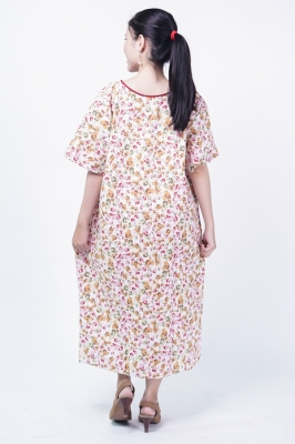 Piyama Talisa Daster Tidur Full Kancing Motif Rose - DS 516